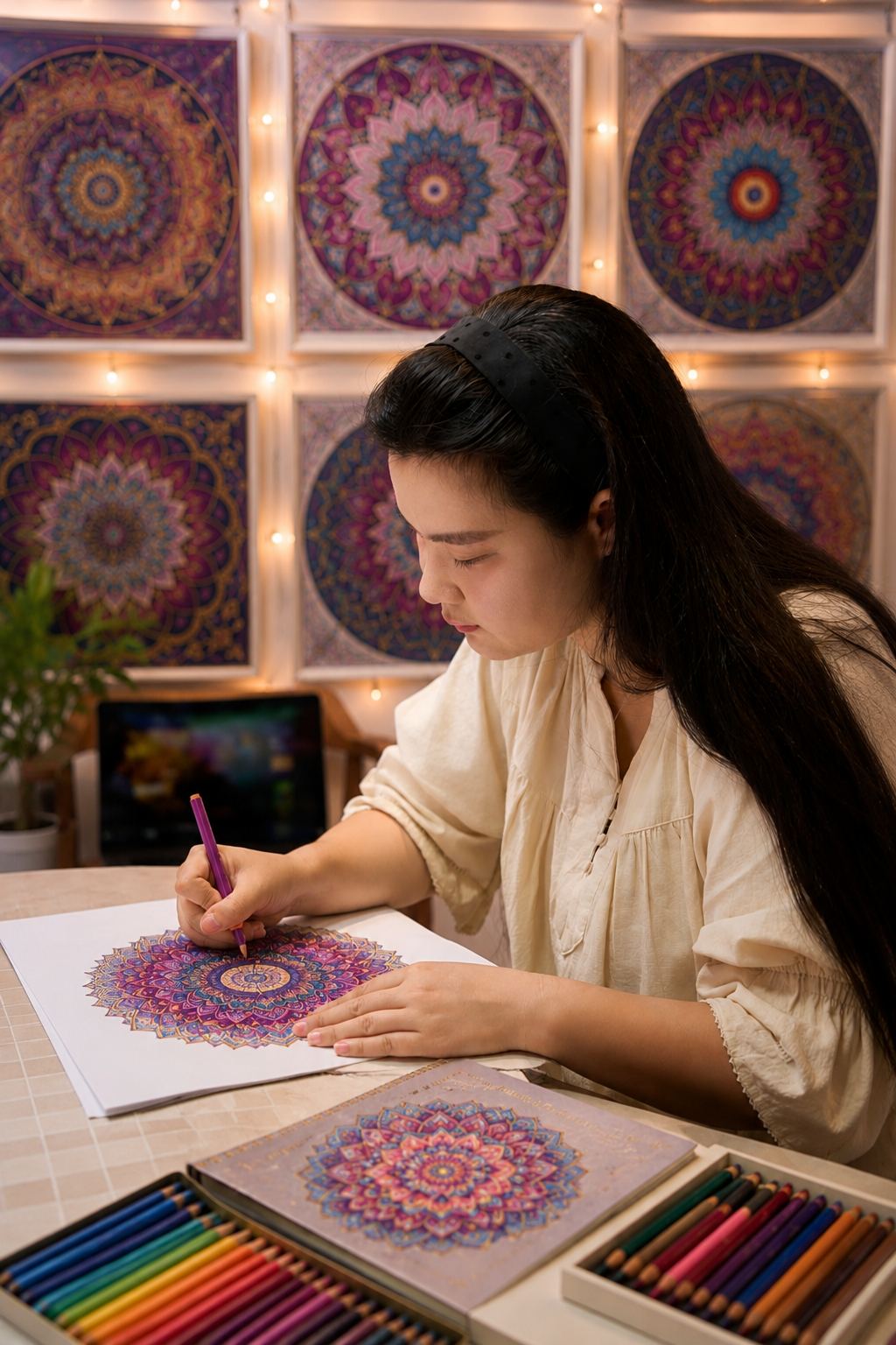 Iris Nguyen đang vẽ Mandala